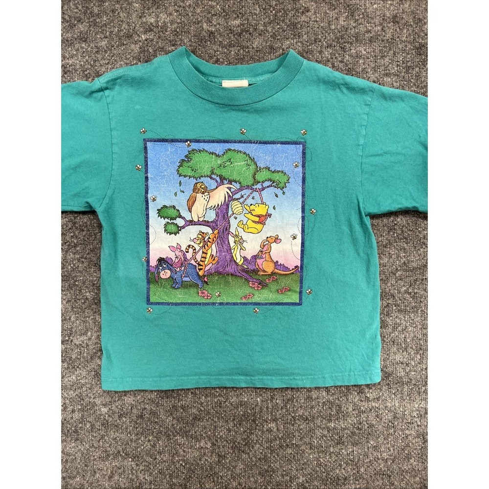 Vintage 90s Disney Winnie the Pooh T-Shirt Teal Youth Large Sun Sportswear
